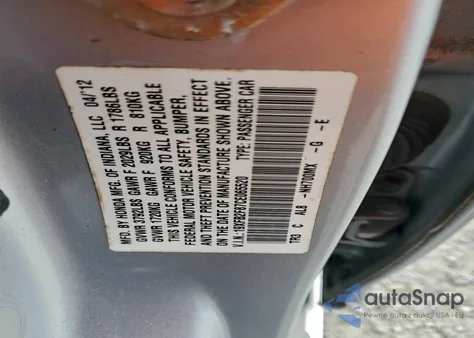 2012 Honda Civic Ex из США, поврежденный, VIN 19XFB2F87CE065520